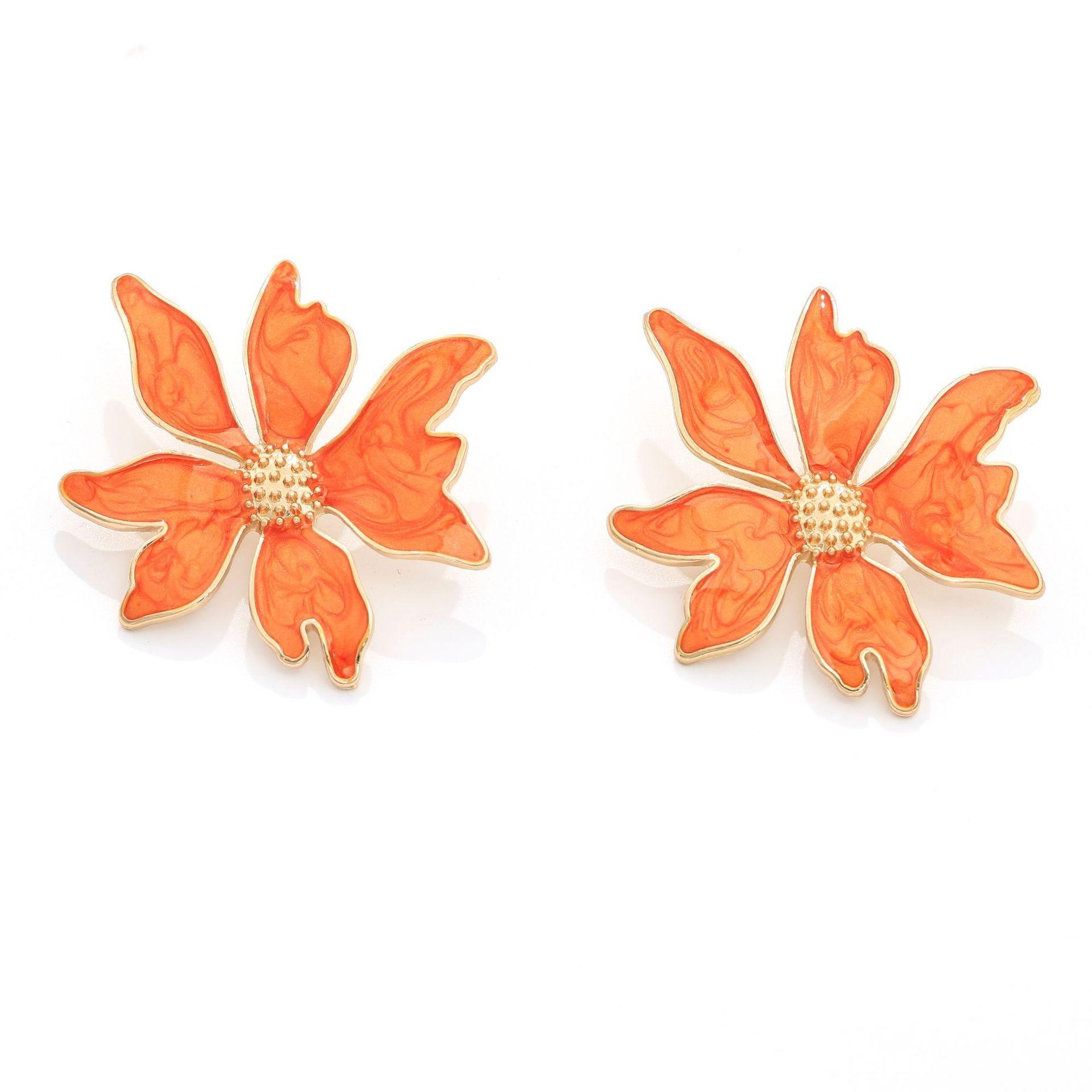 

Перебільшені геометричні нерегулярні сережки-квіти в стилі легкої розкоші ретро, жіночі сережки преміум-класу з масляною емаллю