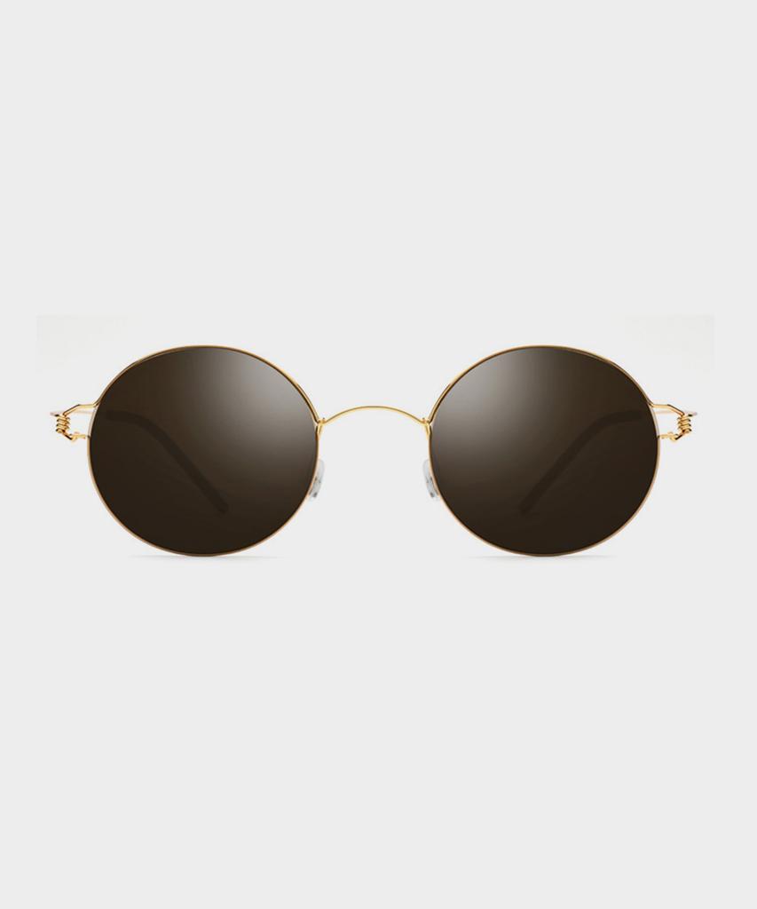 Lingkeonpeuleim 28609 Ultra-Slim Titanium Sunglasses Brown