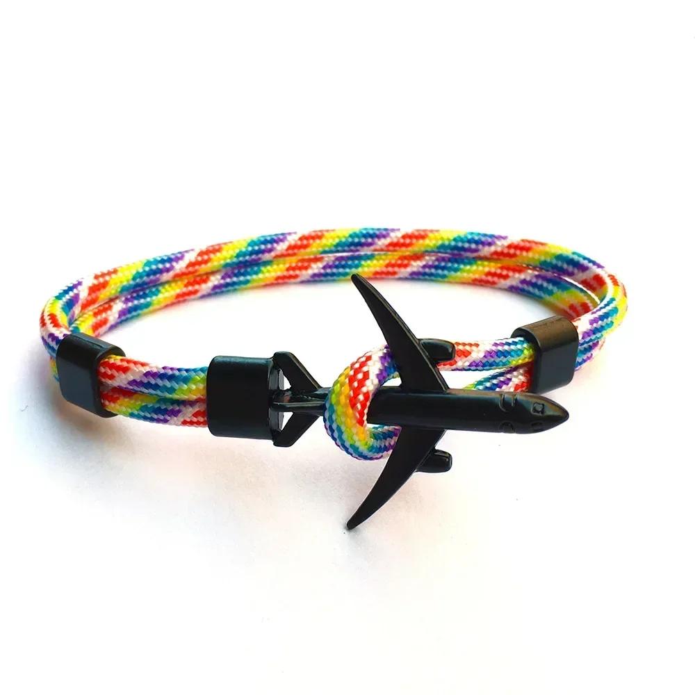 Summer Hot Boeing Airplane Anchor Bracelet Men Nylon Rope Chain Charm Bracelets For Women Survival Aviation Style Sport Bracelet