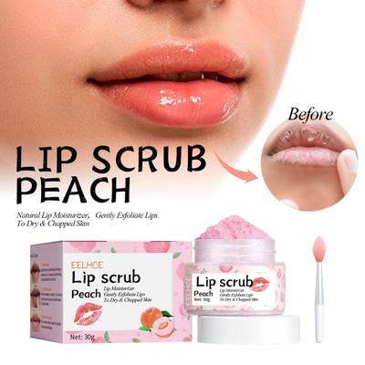 Labial Exfoliante Nutritivo para Labios 30g Mascarilla Exfoliante para Labios para Reparación Nocturna Sabores Fresa Naranja Miel Melocotón Cuidado Natural de Labios para Labios Secos y Descamados