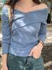 Women's Autumn One-Shoulder Slim Knit Sweater - Trendy, Stylish Base Layer Top