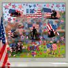 Patriotic Stars and Stripes Electrostatic Window Stickers for Independence Day Decor.