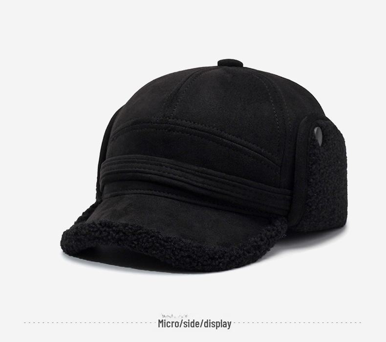 Men's Warm Lei Feng Hat: Velvet, Ear Protection, Outdoor Leisure, for Dad and Elderly, Thickened for Autumn and Winter