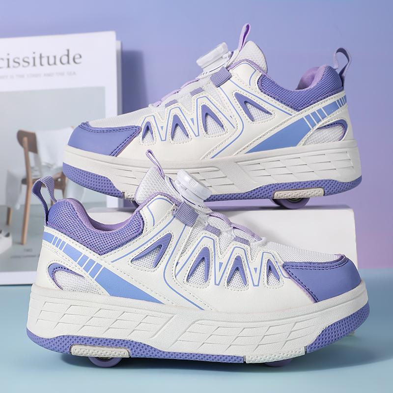 Öğrenci Paten Ayakkabıları Dönen Düğme Dört Tekerlekli Paten Paten Ayakkabıları Paten Kayma Çıkarılabilir Tekerlekli Çocuk Ayakkabıları