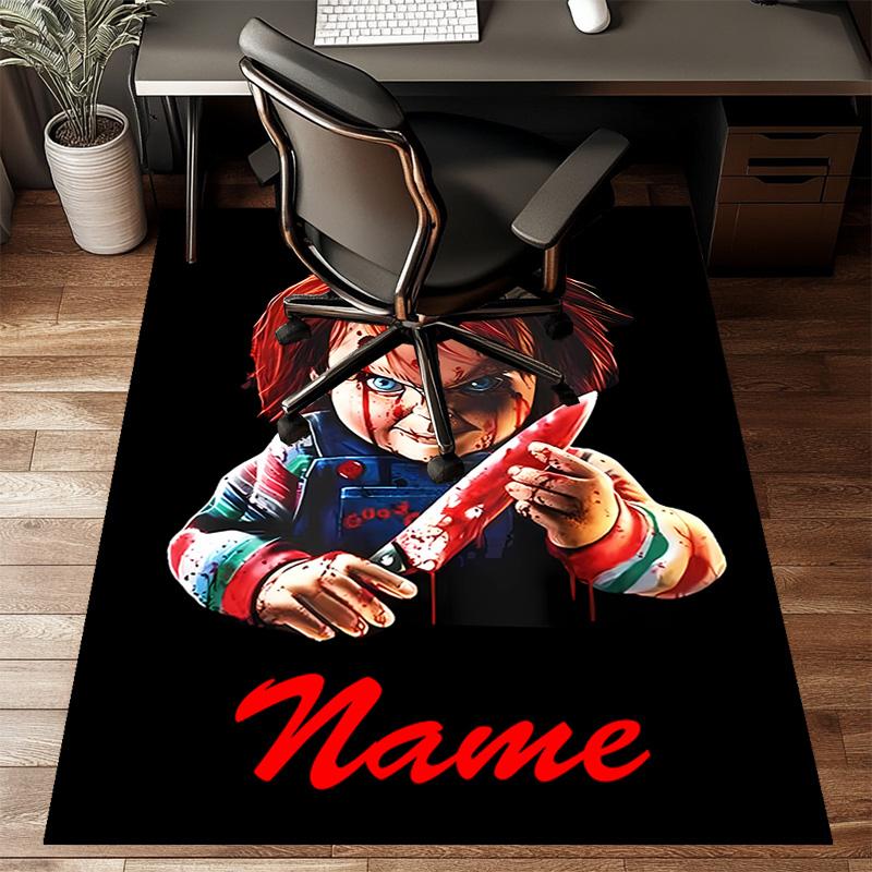 Custom Chucky Mat Personalized Name, Polyester Washable Indoor Entryway Rug, Gift for Christmas, Easter, Thanksgiving Day