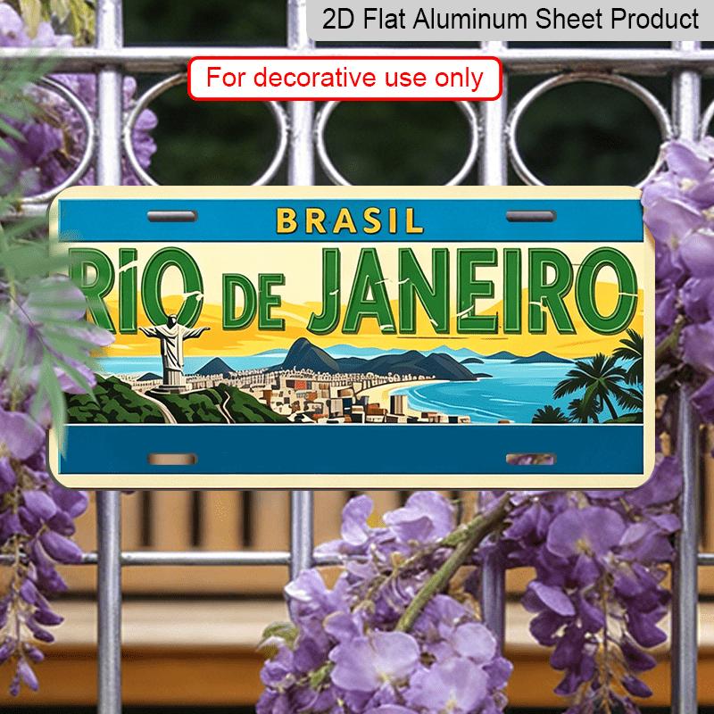 2D Flat - Vintage Rio De Janeiro Cidade Maravilhosa Aluminium Decorative Sign| 2D Flat Print, 11.8×5.9 Inch, Ideal for Wall Decor in Study and