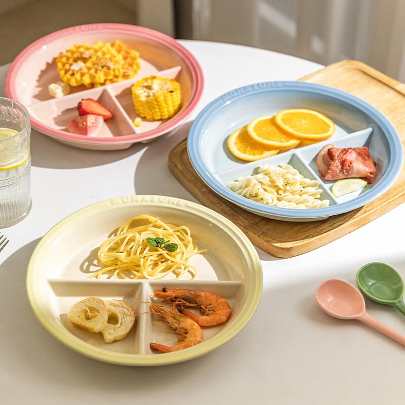 MONAZONE 9.8-inch Round Divided Ceramic Dinner Plate 9.8-inch Round Divided Plate