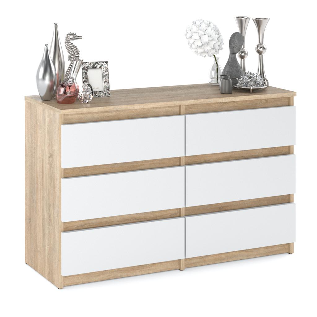 Chest of Drawers Sonoma Oak White Matte 100 Cm TV Cabinet Living Room Furniture