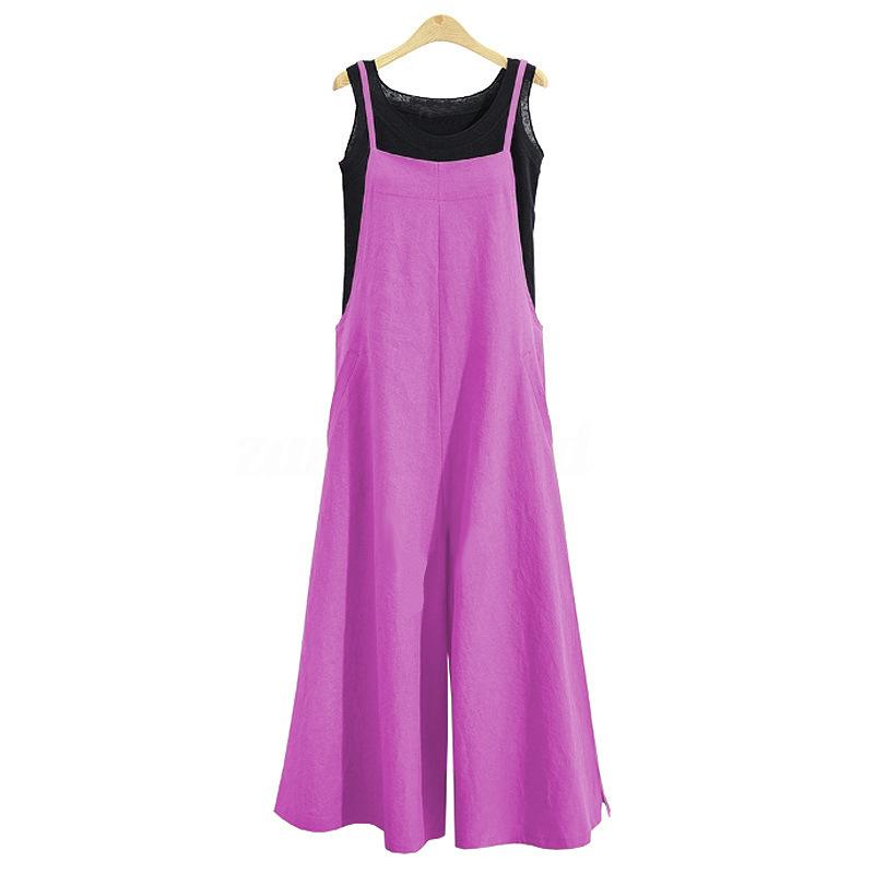 

Женский повседневный комбинезон без рукавов оливкового цвета - комбинезон с открытыми плечами и широкими штанинами, однотонный комбинезон с карманами 5XL фиолетовый