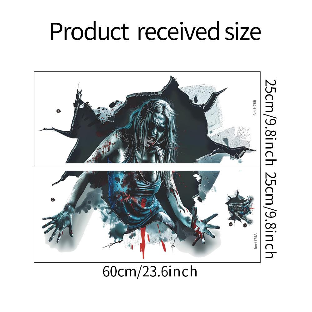 

Хэллоуин Сломанная стена Триллер Женский призрак Праздничное украшение Спальня Гостиная Украшение Наклейки на стену 25*60CM*2PCS/fun-f175