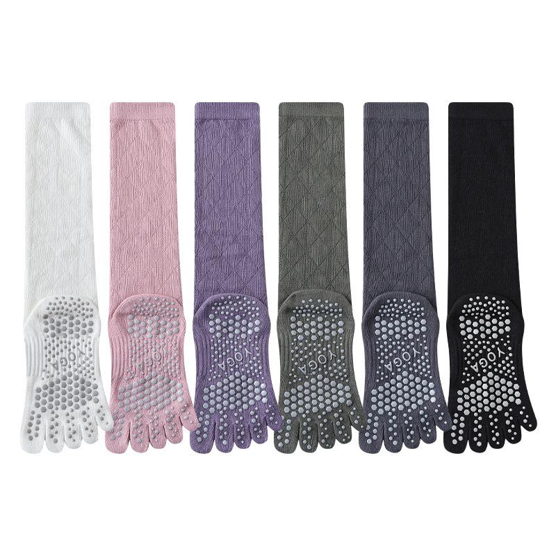 Fashion Sports Five Finger Yoga Socks Women Anti Slip Sweat Absorption Long Tube Stockings Pilates Sports Fitness Pressure Socks