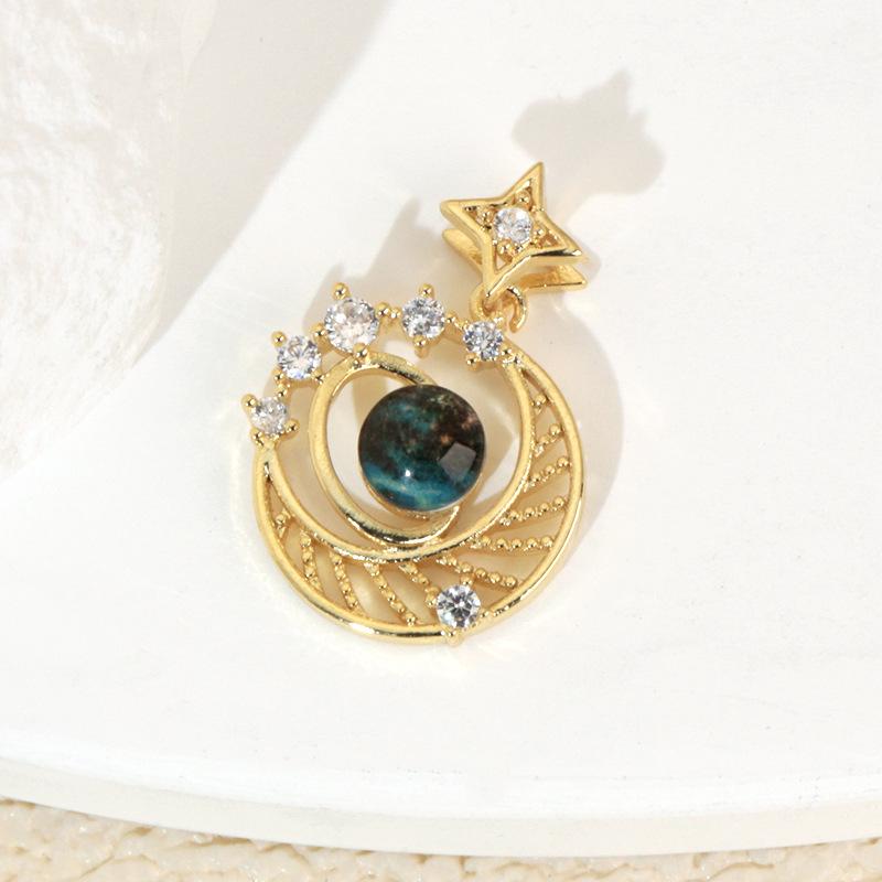 Kupfer Sternenhimmel Sonne & Mond Anhänger Halskette - Vielseitiges Luxus Schlüsselbein Kette Accessoire