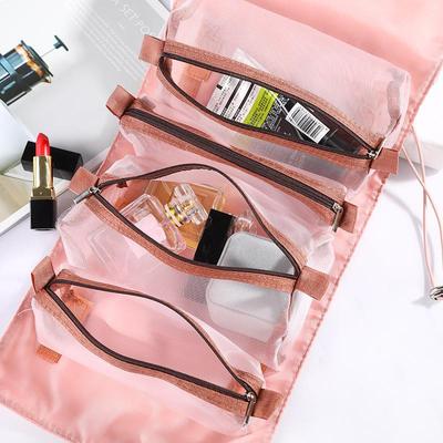Japanese-Style Large Capacity Detachable Polyester Folding Mesh Cosmetic & Toiletries Bag
