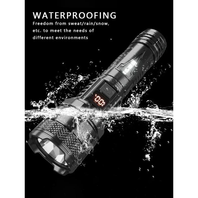 1500W Super Portable Rechargeable Led Lamp Built-in Battery Waterproof High Power Led Flashlight White Laser Outdoor Torch Light