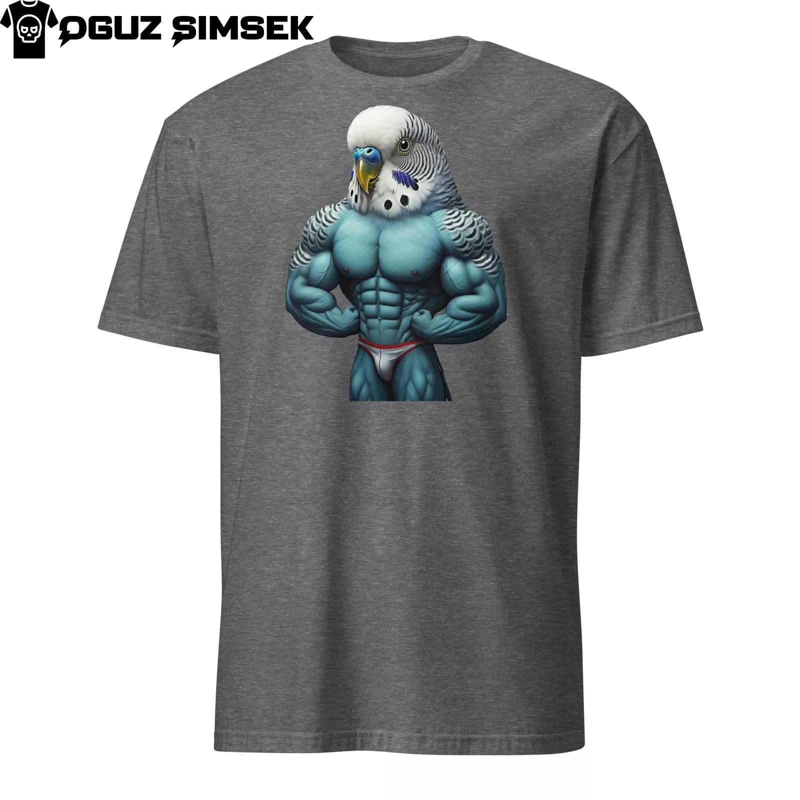 Unisex Softstyle T-Shirt Mens Womens Tees Top | Buff Blue Budgie Bird Graphic | Funny Gym Humor 2XL