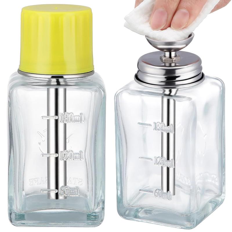 Nail Glass Bottle Press Funnel Press Type Bottle Nail Remover Water Empty Bottle Cleaning Liquid Crystal Hydraulic 180Ml
