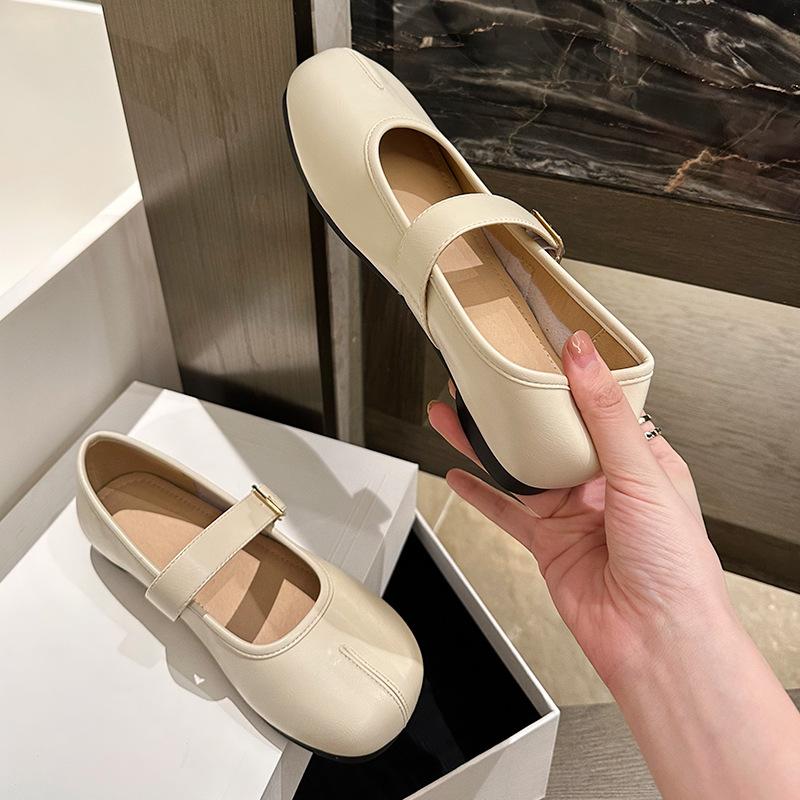 

Версия из овчины~ туфли Doudou с круглым носком женские 2025 новые поздний вечерний ветер французские туфли Мэри Джейн универсальные туфли-лодочки с мелким вырезом 40