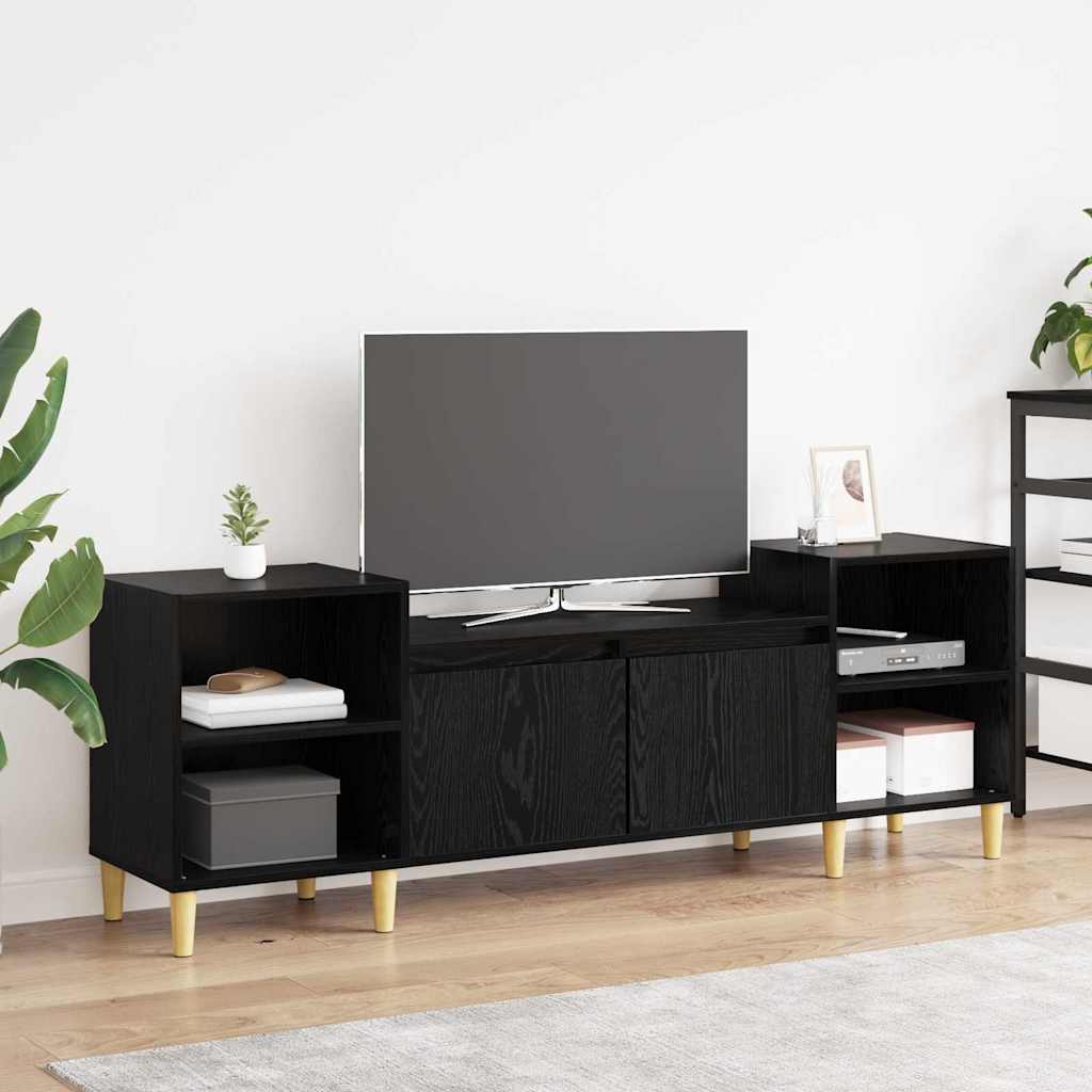 TV Cabinet in Black Oak Look 160 x 35 x 55 cm Engineered Wood