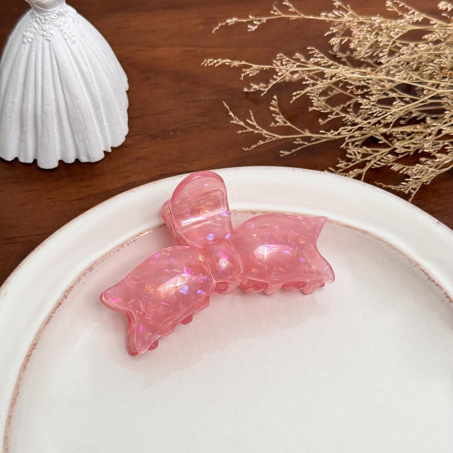 

Chic Fashionable And Colorful Bowknot Hair Claw Clip For Stylish Head Accessories Colorful Pink