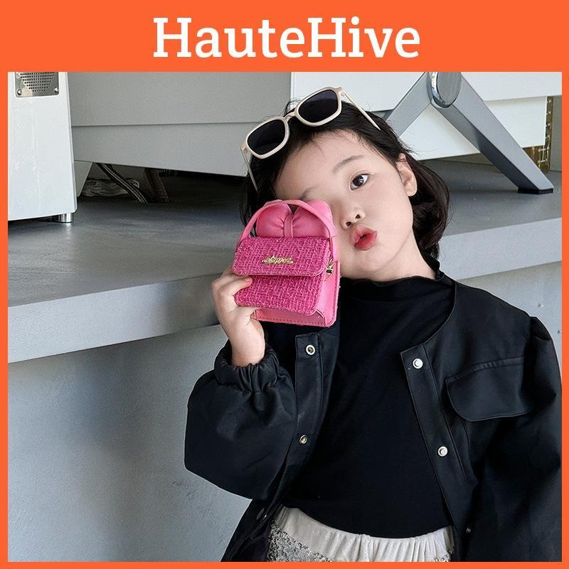 Bow Sweet Adorable Childrens Handbag Stylish Plaid Design Soft Pu Material For Everyday Use