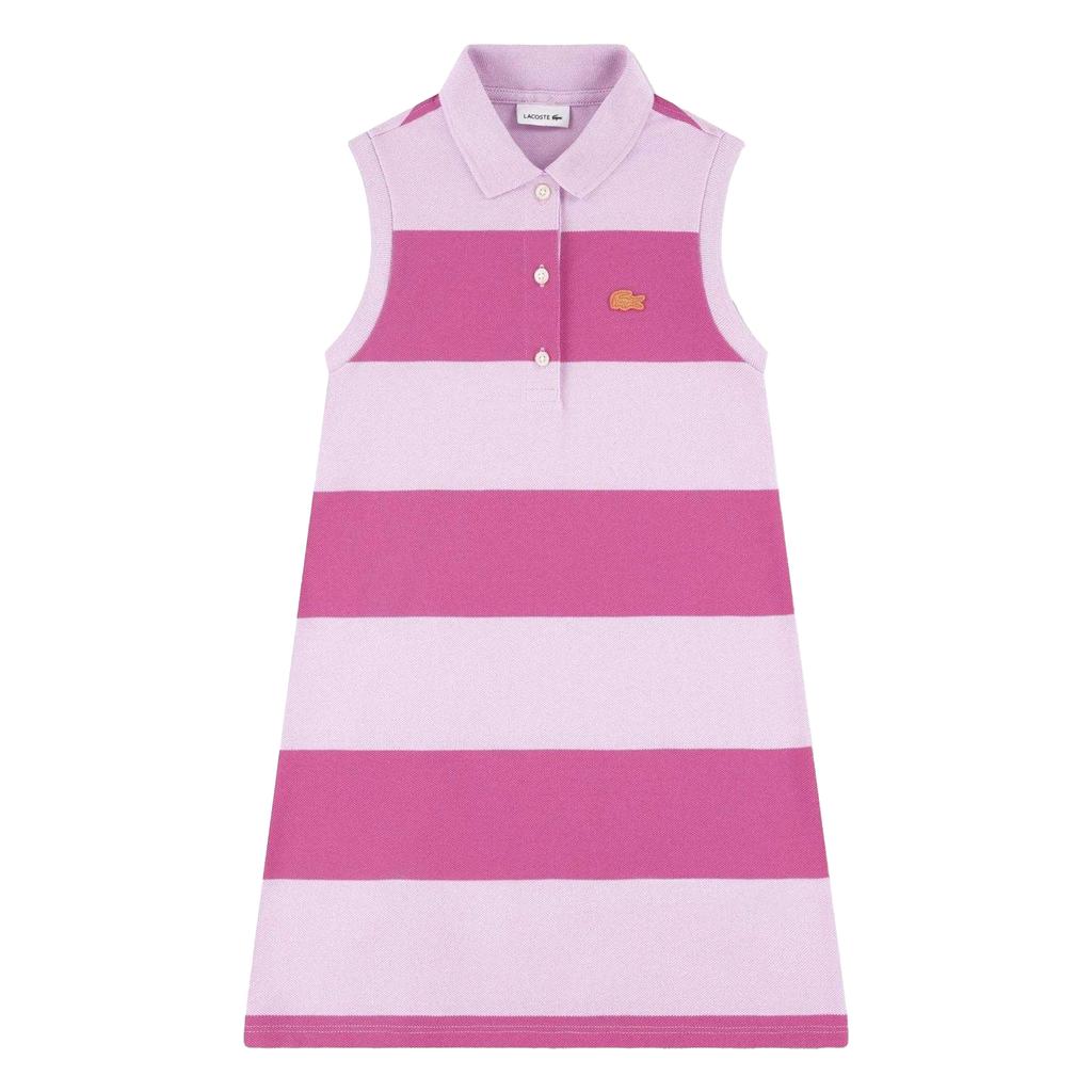 Lacoste Girls Striped Polo Shirt Dress