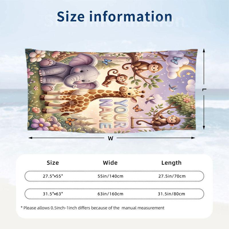 Adventure Journey Theme Beach Towel Personalized Custom Name & Text Soft Quick Dry Beach Towel for Swimming Travel