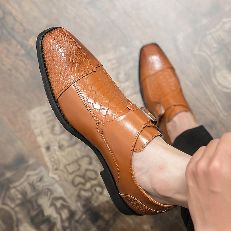 Fashion Leather Designer Brand Monks Snake Luxury Men Casual Office Business Man Loafers Mens Moccasins Driving Wedding Dress Male Shoes