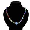 Muranos Style Blown Glass Beaded Necklace for Women Colorful Opal Beads Collarbone Chain Unique Handmade Neck Jewelry