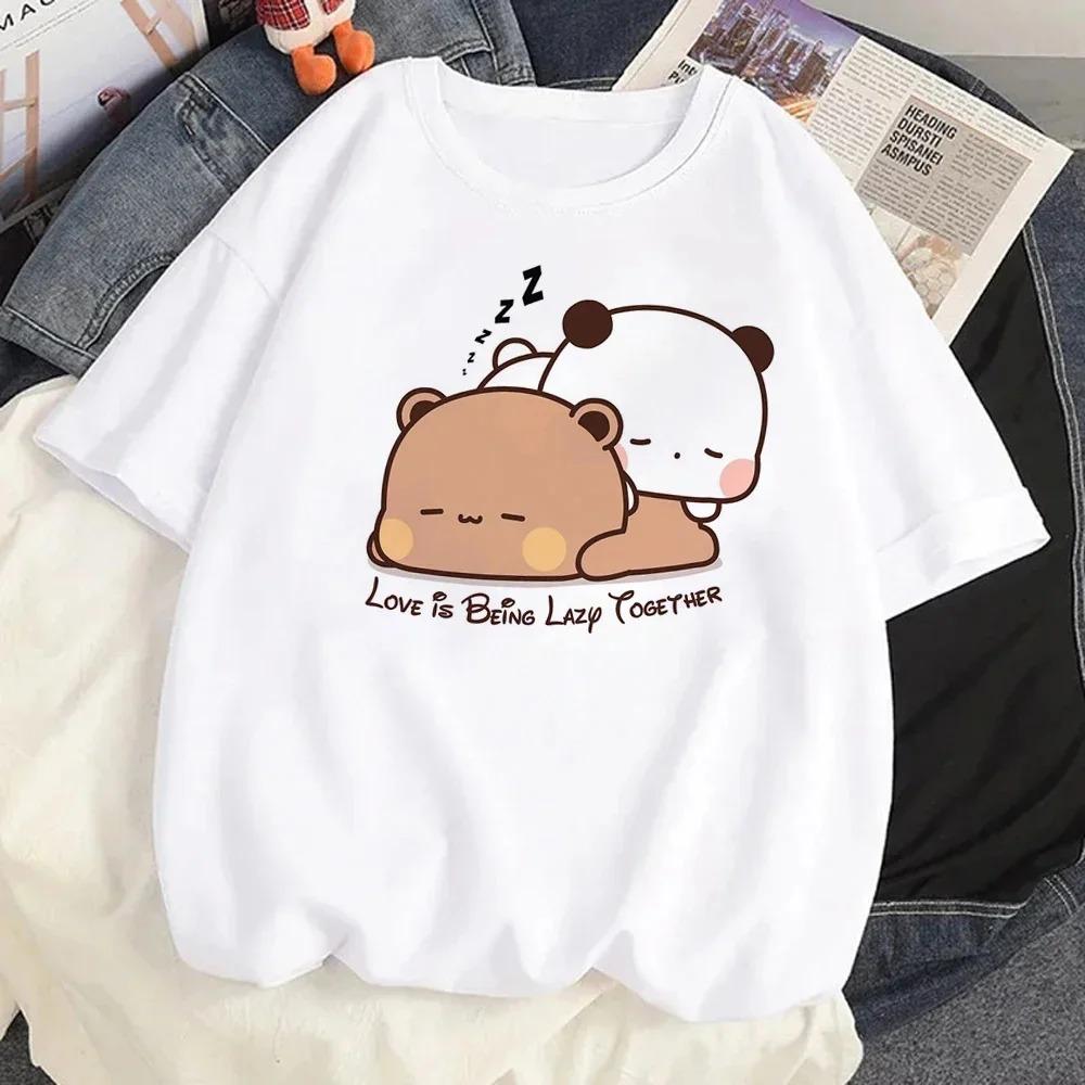 Cute Bear LOVE T Shirt Women Bubu Dudu Couple Tops Tee Summer Short Sleeve Tshirts FeUnisex Korean Casual Girl Tshirt Camisetas
