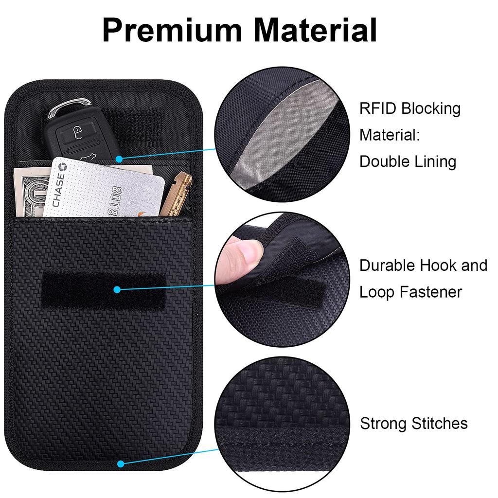 Wisdompro Radio Blocking Pouch, Smart Key Case, RFID Blocking, Relay Attack Prevention, Car Security,