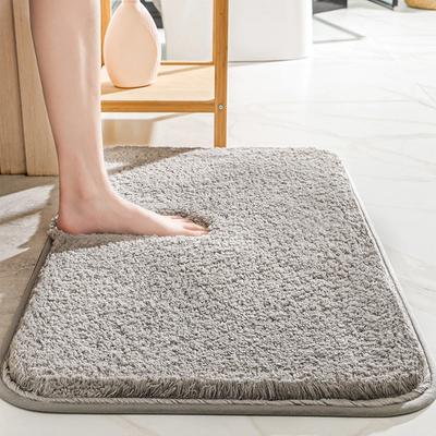 Bathroom Floor Mats Anti Slip Water Absorbent Thickened Bath Mat Long Hair Carpet Machine Washable Durable Toilet Mat Comfortable Plush Floor Mat