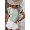 2026 Petal Sleeve Round Neck Short Sleeve T-shirt Fashion Women O Neck Summer Blouse Short Sleeve Elegant Solid Color Casual Ruffled Tops Ladies Shirt