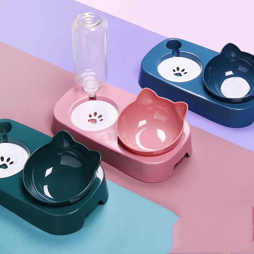 1 piece - Cat Bowl Double Bowl Dog Bowl Automatic Drinking Water for Dogs and Cats Feeding Double Bowl, Suitable for Pets