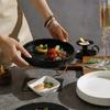 New Ceramic Steak Plate Household 8-inch Circular Western Dish Can Be Heated Restaurant Black High-end Breakfast Pasta Tableware