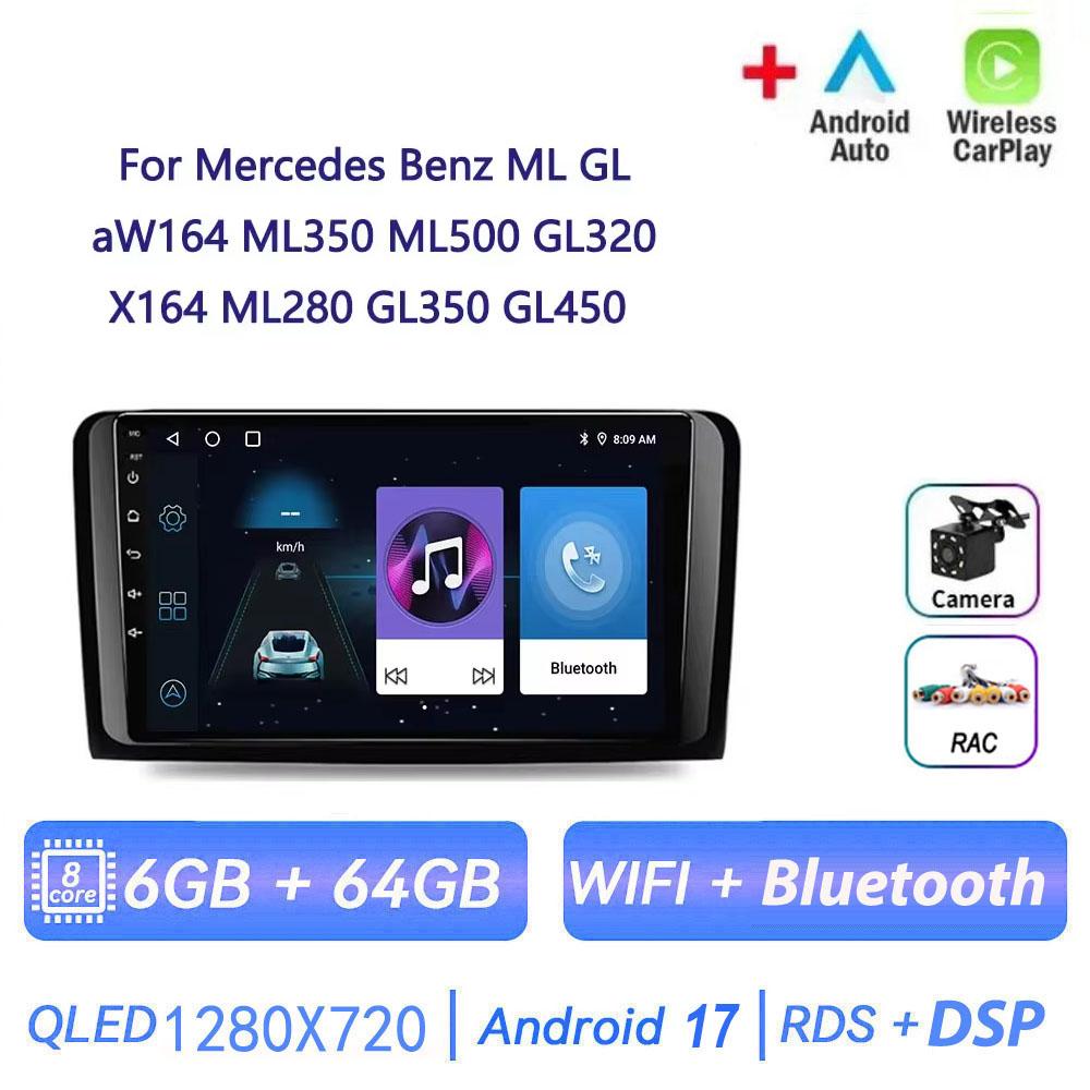 Autoradio Android 17 pour Mercedes Benz ML GL aW164 ML350 ML500 GL320 X164 ML280 GL350 GL450 4G BT CarPlay sans fil
