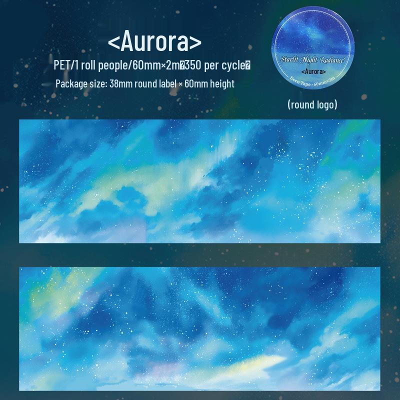 Yi Niao Starry Night PET Tape: Sky Theme Scenery for Journals (6 Styles)
