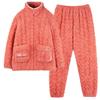 Autumn And Winter Pajamas Women'S Coral Fleece Padded Cotton Winter Three-Layer Warm Thickened Flannel Loungewear Zipper Set