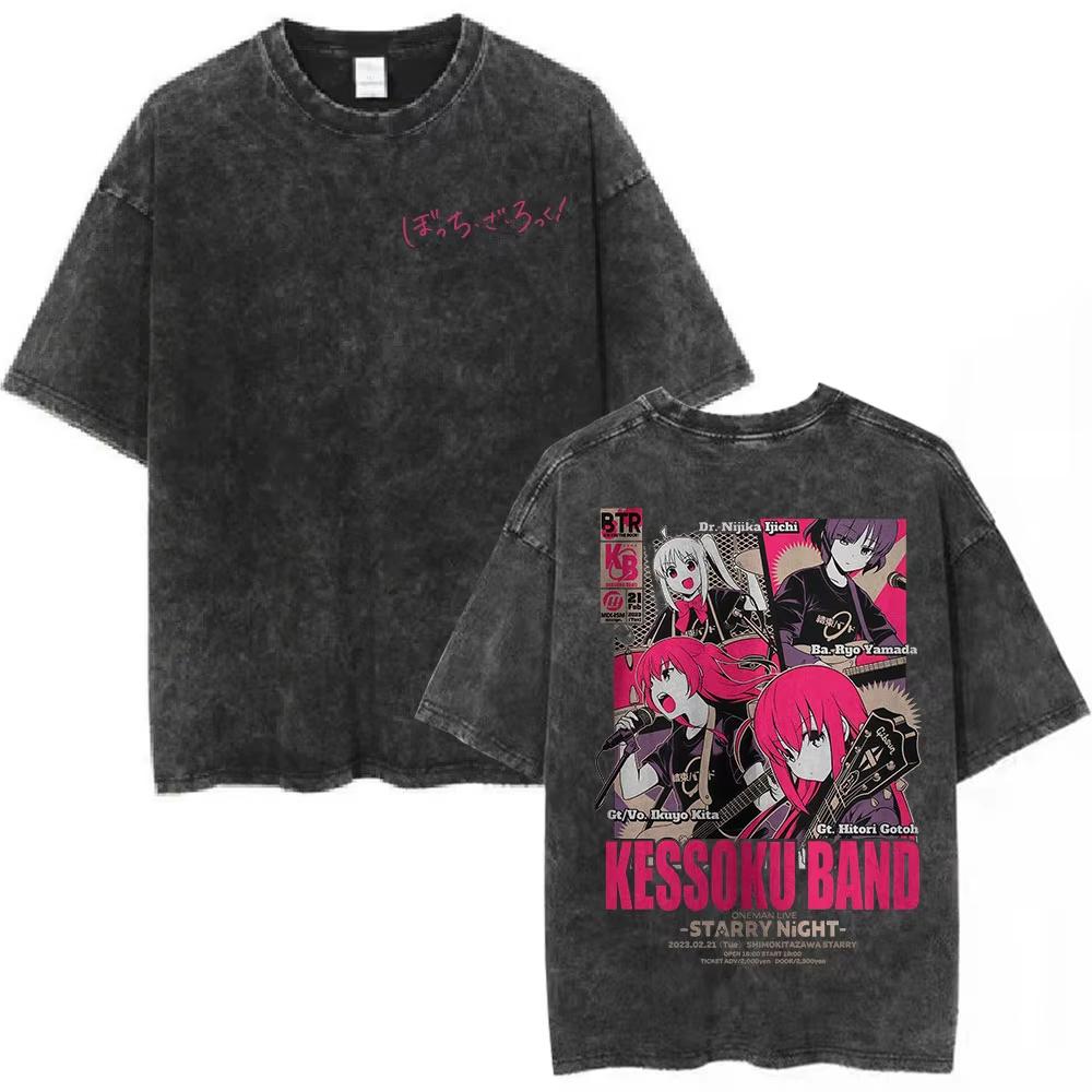 2026 Estate Saldo Estivo Vintage Lavato Anime Bocchi The Rock Gotoh Hitori Kessoku Band Maglietta Uomo Donna Maglietta Oversize Vintage