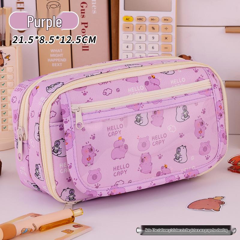 Capybara 9-Layer Large Capacity Transparent Multifunctional Pencil Case for Children