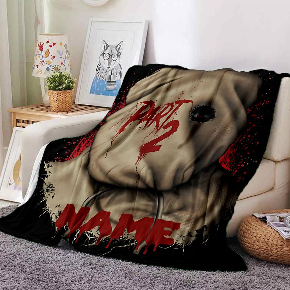 Custom Name Jigsaw Puppet Horror Party Blanket For Couch Bed Plush Cozy Fuzzy Blanket Super Soft Warm Blankets For Fall And Winter 0916141