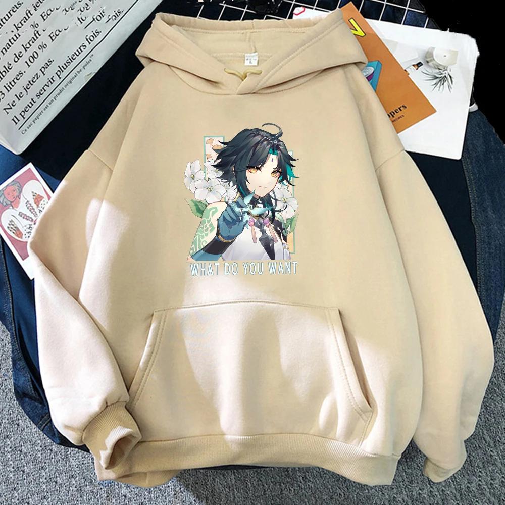 Hot Game Anime Hoodie Handsome Xiao Print Genshin Impact Punk Clothes Women Oversized Sweatshirt Men