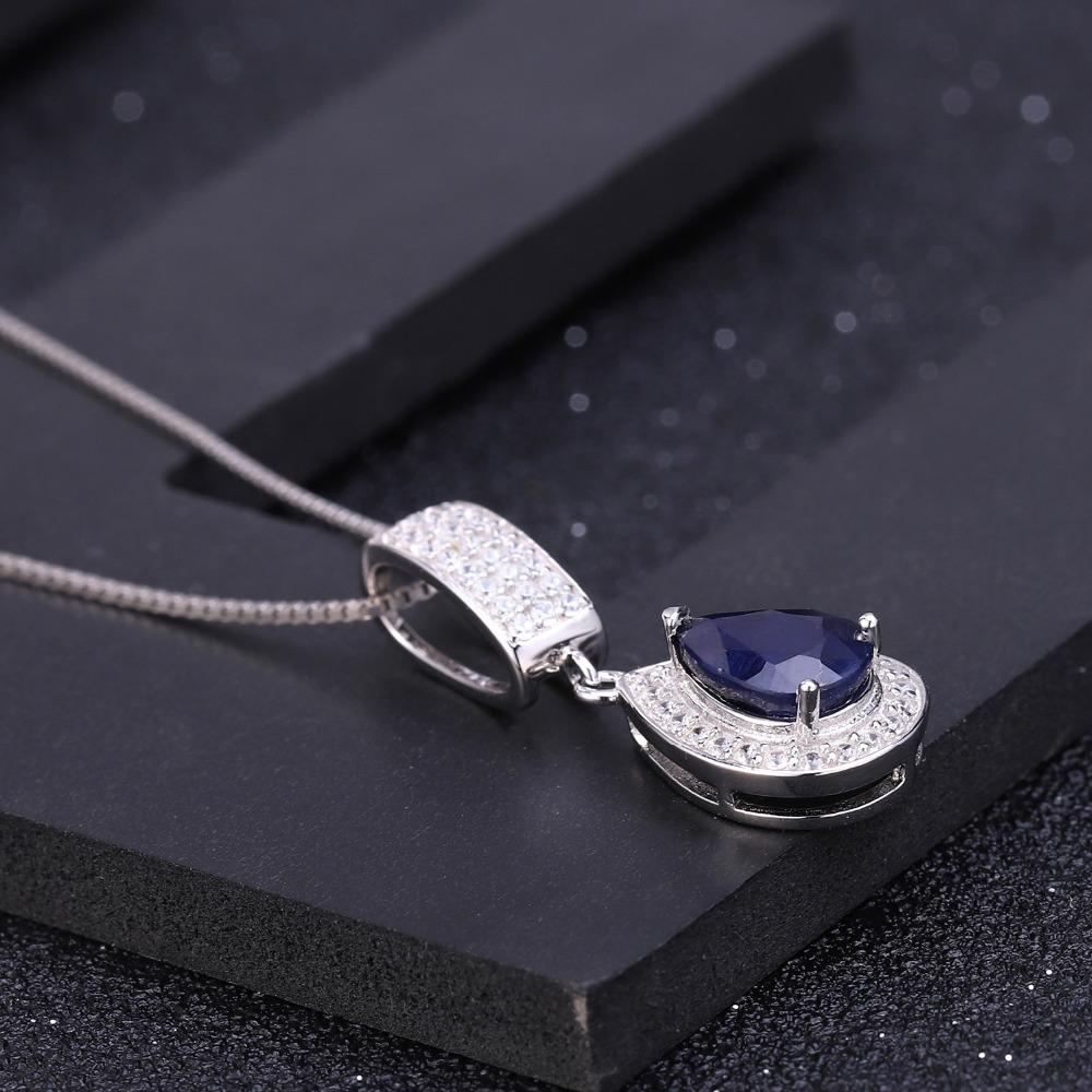 Gb 925 Sterling Silver šperky 1,29ct Natural Water Drop Modrý zafírový elegantný náhrdelník s príveskom pre ženy jemné šperky