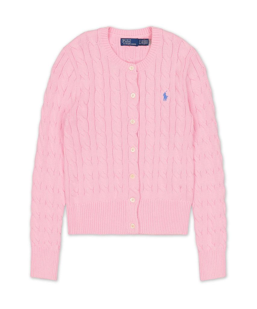 Polo Ralph Lauren Cable Knit Cotton Crew Neck Cardigan - Pink