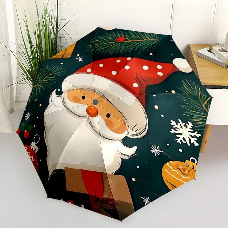 1 Stück Weihnachten Weihnachtsmann Automatisches Öffnen/Schließen Regenschirm, Tragbarer Faltregenschirm für den täglichen Gebrauch yy250826069
