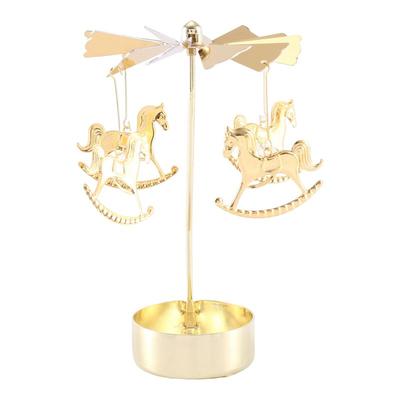 ABBY-2PCS Gold Metal Candle Holders Room Decoration Rotating Candle Holders Gold Hot Rotating Candle Holders Ornaments