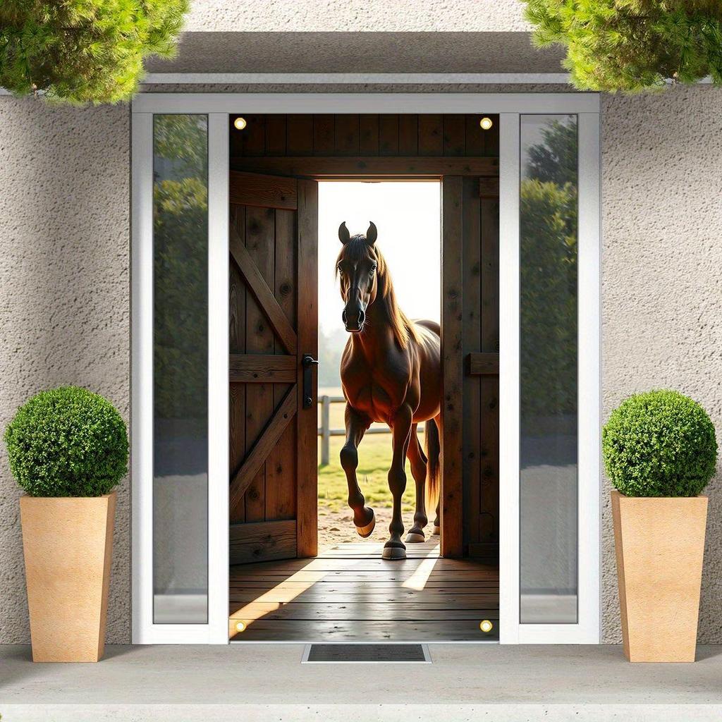 3D Visual Space Art Doorway Banner - Party Celebration Polyester Door Curtain Flag Decoration