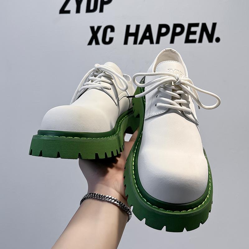 Derby shoes men's premium matte black big head shoes British platform heightening retro leather shoes 32057-A