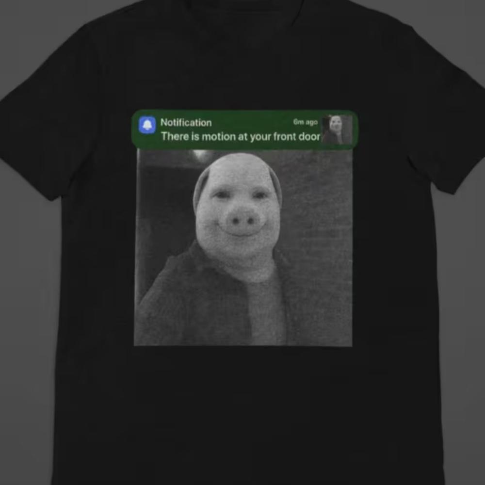 John Pig Meme T-Shirt Brainstorming Tee Dynamic Doorway Shirt Casual Round Neck Machine Washabl