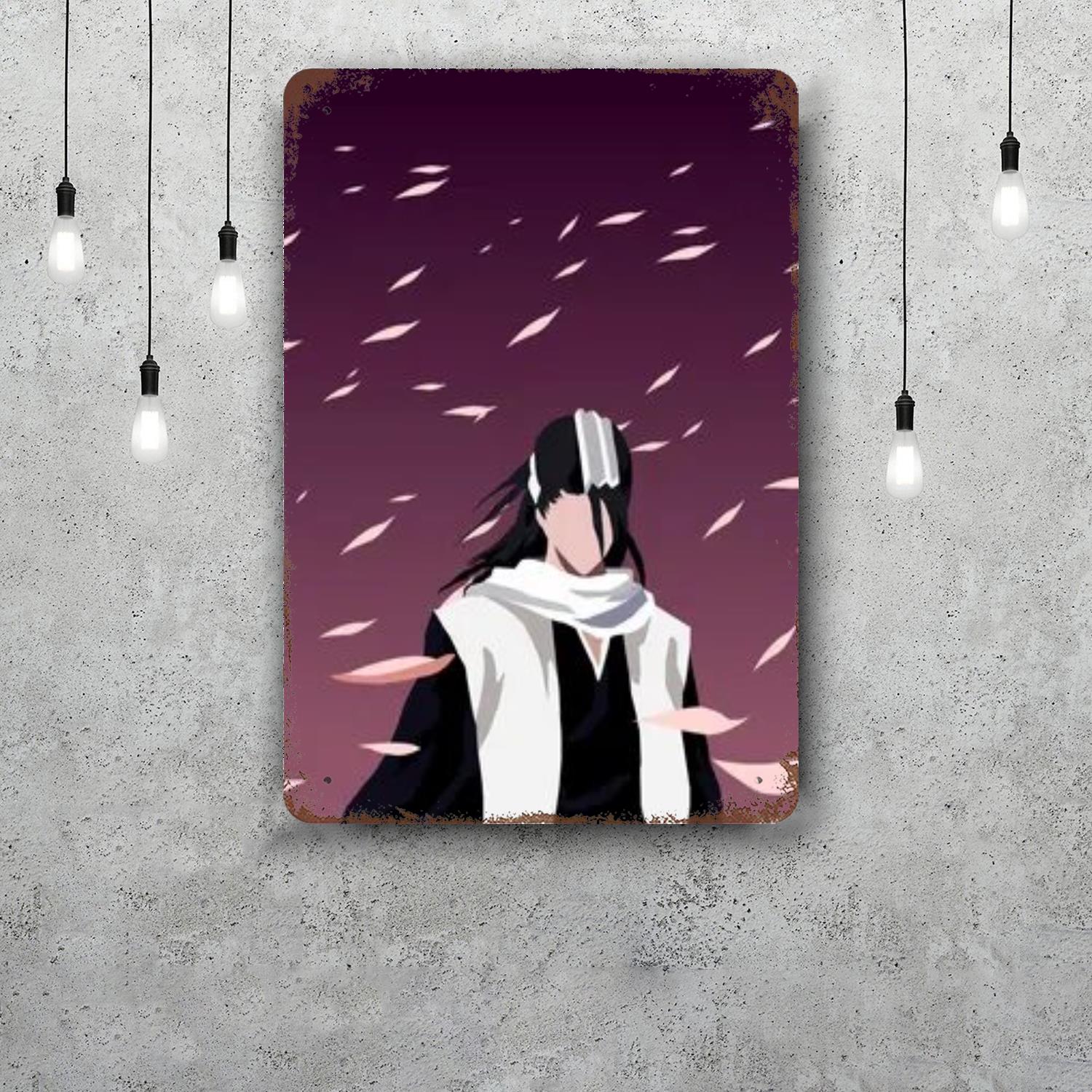 

byakuya kuchiki comics Vintage Metal Tin Signs Posters Decor Retro Metal Plaque Wall Art Decor for Garage Bar 20x30cm（7.8x11.8inch）