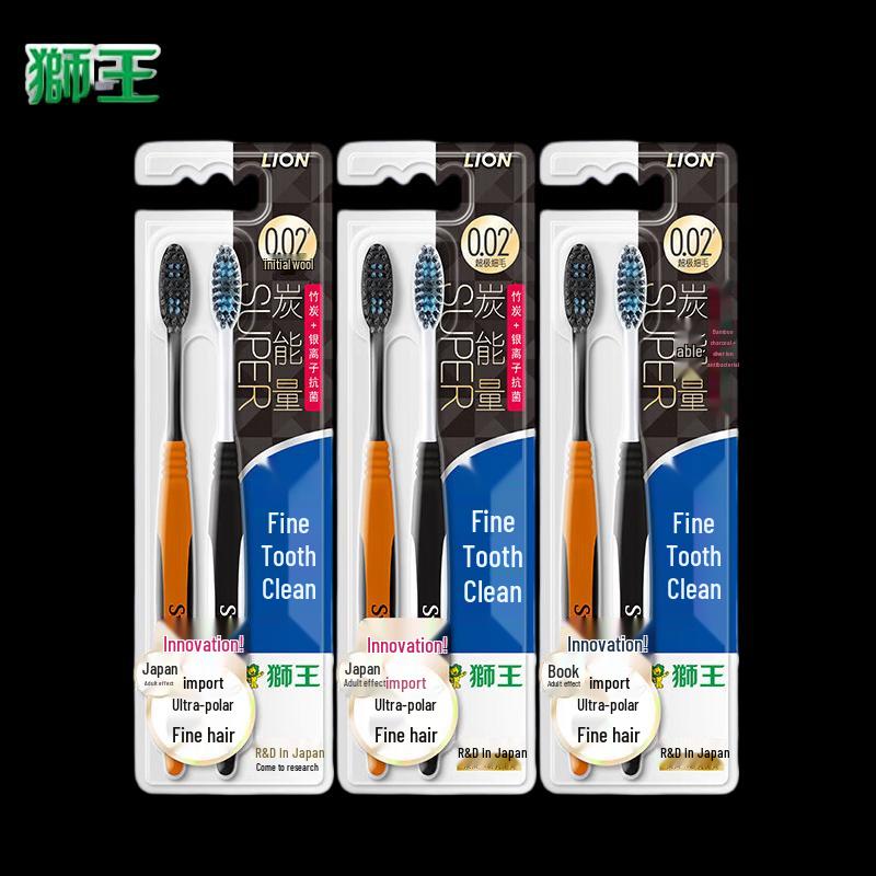 Lion F.T.Clean 0.01 Charcoal Energy Gum Protection Soft Toothbrush 6-Pack